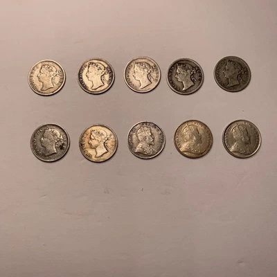 LOT OF 10 HONG KONG 5 CENT SILVER COIN CIRCULATED - Image 1 of 4