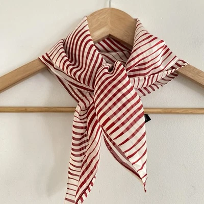 Kenneth Cole Silk Neck Scarf Red Striped Square Business Career Geometric Preppy - Image 1 of 4