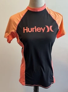 Hurley Junior Girls Rash Guard SZ XL Shirt Sleeve Swim Beach Sun Pink Orange  - Picture 1 of 8