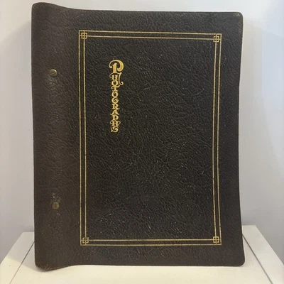 Álbum de fotos vacío de cuero antiguo o vintage de 12" x 14" 40+ páginas negras Foto 1 de 4