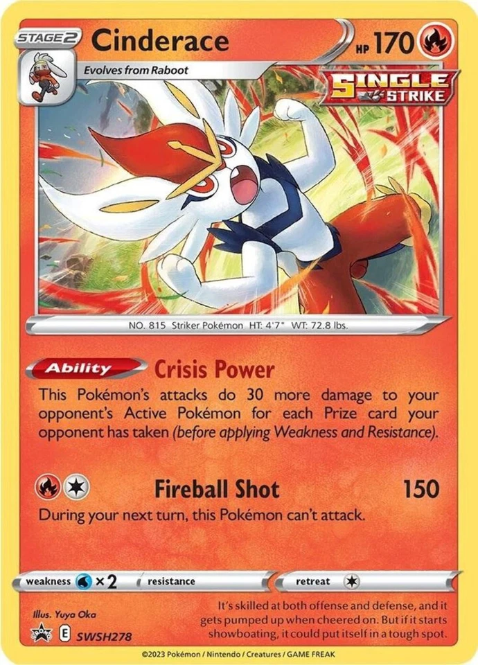 Pokemon Sword & Shield Promo Cinderace SWSH278 Holo Card - Image 1 of 1