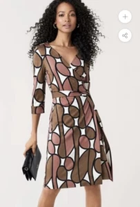 DVF Diane von Furstenberg Nuevo Vestido Julian Two Parang Burlwood Seda Envolvente - Imagen 1 de 10