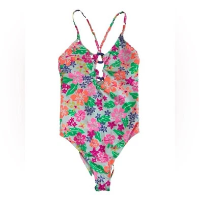 CALIFORNIA WAVES HAWAII SUNSET RING-FRONT ONE-PIECE SWIMSUIT MULTICOLOR SIZE M - Image 1 of 4