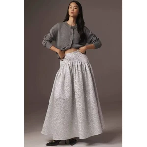 Mehtap Elaidi Brocade Corset Maxi Skirt Silver Metallic Party Occasion - Picture 1 of 7