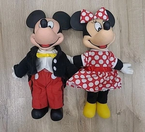 Vintage Classic Walt Disney Mickey & Minnie Mouse Plastic Head Doll Figures 15” - Bild 1 von 7