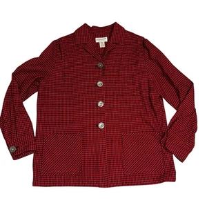 Pendleton Women’s Light 49er Jacket Medium 100% Wool Red Black Houndstooth - Picture 1 of 12
