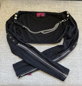 Vtg Tripp NYC Shrug Bolero Womens Small Black Studded Chain Punk Goth Emo Raver - Picture 1 of 15