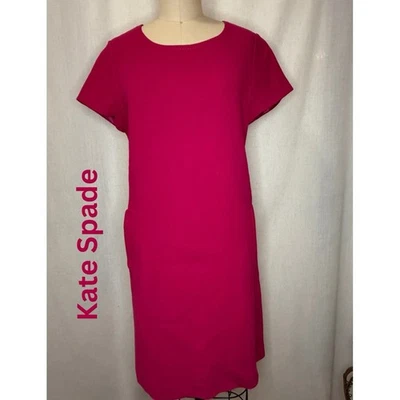 Vestido recto Kate Spade rosa fucsia manga corta talla M clásico chic Foto 1 de 4
