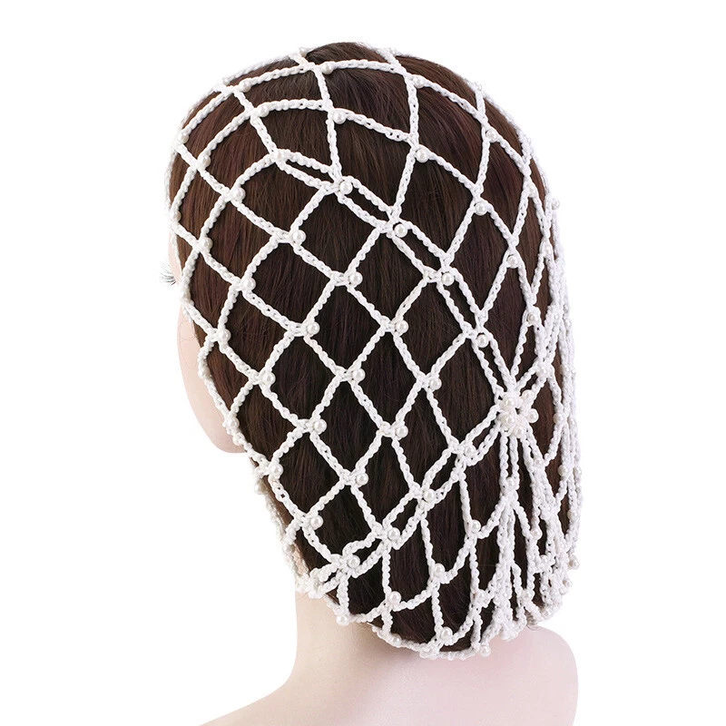 Womens Mesh Hair Net Rayon Crochet Hairnet Elastic Band Head Cover Turban Cap - Image 1 of 4