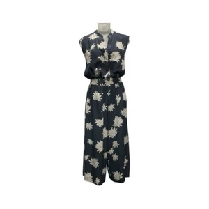 Vince Chrysanthemum 100% Silk Jumpsuit Black /off white Small - Picture 1 of 13