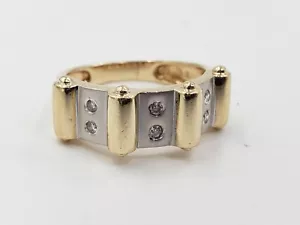 Anillo Oro 14Kt Dos Tonos H-I Color/SI Diamantes Talla 6.25 EE. UU. - Imagen 1 de 8