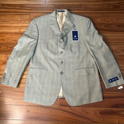 Blazer de lana a cuadros Sean John traje chaqueta sastrería fina para hombre 42S Foto 1 de 4