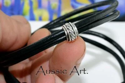 Gargantilla AJUSTABLE Nudo Deslizante Cuero Plata Esterlina Nuevo Collar Hombre 3N-003 Foto 1 de 4