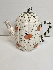 Yankee Candle Ceramic Fall Pumpkin 8" Tall Teapot Wax Tart Warmer Tea Light - Picture 1 of 18