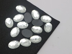 100 Clear Faceted Oval Flatback Glass Crystal Rhinestone Gems 10X14mm Tile Craft - Picture 1 of 7