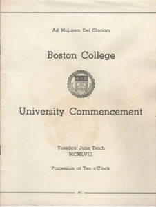 COLLECTIBLE PROGRAM (1958) BOSTON COLLEGE Commencement - Picture 1 of 1