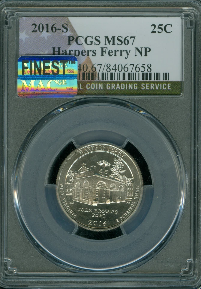 2016 S HARPERS FERRY FLAG QUARTER PCGS MS67 PQ MAC FINEST GRADE MAC SPOTLESS .  - Image 1 of 3
