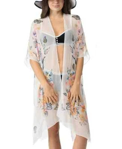 I.N.C. International Concepts Butterfly Floral Kimono Cover-Up Women's OS Multi - Picture 1 of 13