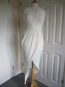 Club London -White wrap, halter neck, bodycon, asymmetrical hem long dress -UK10 - Picture 1 of 14