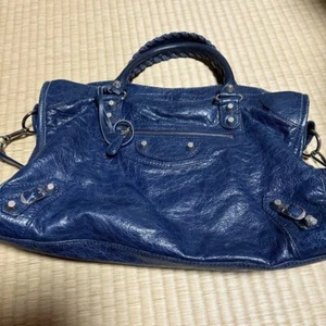 Balenciaga City Giant Handtasche 2-Wege Schulter Navy Leder mit Riemen, Spiegel selten - Bild 1 von 6