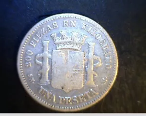 1869 Spain, 1 Peseta,, Medium Grade .1342 oz Silver Coin (Spn-7) - Picture 1 of 2