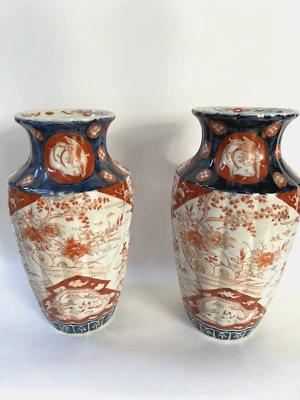 Антикварная ваза Imari пара японская ваза синий и оранжевый - Изображение 1 из 4