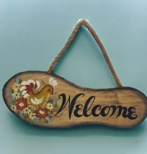 Vintage Wooden Door Welcome Sign Partridge Hand Painted Farmhouse Retro - Picture 1 of 9