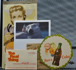 Coca-Cola ADVERTISING BRIDGE SCORE COASTER SIGN NOTEPAD SPRITE BOY POLAR BEAR - Picture 1 of 8