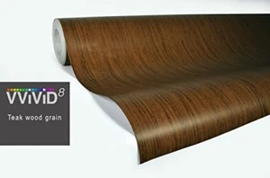 Teak Wood Grain Faux Finish Textured Vinyl Wrap Contact Paper - Picture 1 of 6