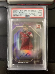 2021-22 Tier One Bundesliga Ball Magnet Purple /50 Rani Khedira Auto PSA 9 W - Picture 1 of 2