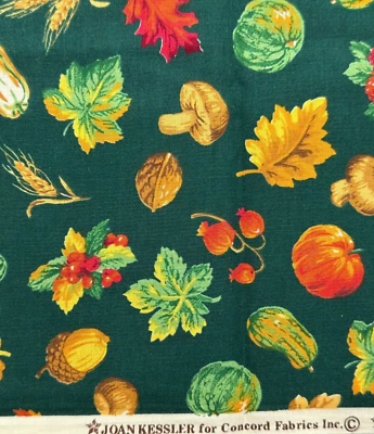 Joan Kessler For Concord Fabrics Fall Harvest Print Cotton Fabric Remnant Lot - Image 1 of 4