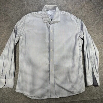 Ledbury Dress Shirt Mens Sz 17.5 Blue Contemporary Button Up Slim Fit Plaid - Image 1 of 4