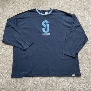 NWT Sean John Collection Navy Blue Spell Out Long Sleeve Logo Tee Mens Size 3XLT - Picture 1 of 9