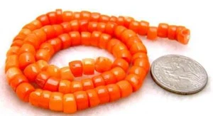 7-8mm Thick Slice Natural Orange Coral Beads for Jewelry Making DIY String 15" - Picture 1 of 4