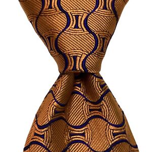 XMI PLATINUM Men's 100% Silk Necktie USA Designer Geometric Orange/Blue EUC