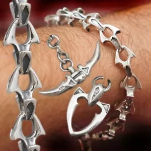 RIESIGE SCHWERE HAI BARAKA KETTE 925 STERLINGSILBER HERRENARMBAND 8,5 9 9,5 10" - Bild 1 von 12
