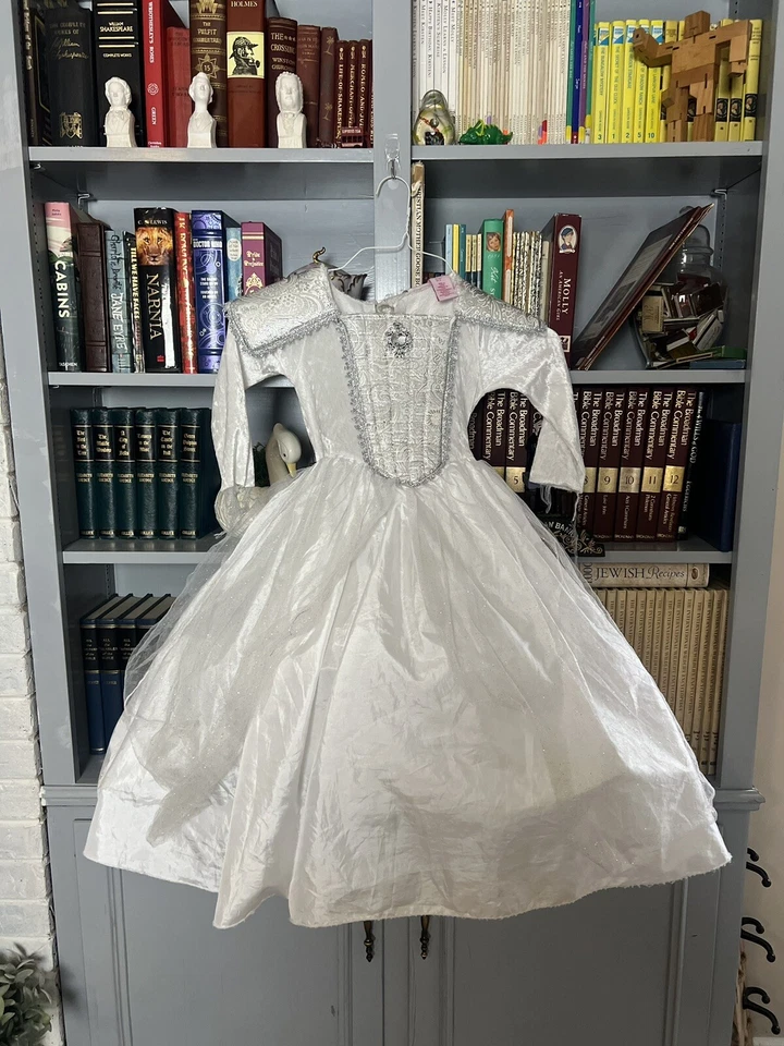 Fairy Dust White & Silver Ice Princess Dress w/ Hoop Skirt Childs Size 3/4 - Image 1 of 4