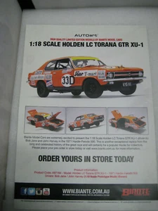 BIANTE 1/18 DEALERS BROCHURE ONLY LC TORANA GTR XU-1 1971 BATHURST JANE HARVEY - Bild 1 von 1