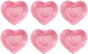 Pink Love Heart Shaped Ceramic Bowl Set of 6, Contemporary Porcelain Side Dis... - Picture 1 of 12