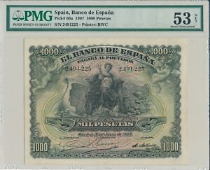 Banco de Espana Spain  1000 Pesetas 1907  PMG  53NET