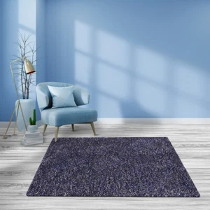 Eco-Friendly Hand Tufted Shag Polyester Square Area Rug Solid Blue White BBH - Picture 1 of 5