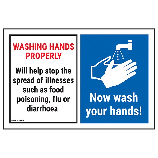2X Washing Hands Properly Will Help...Now Wash Your Hands! Health & Safety Signs - Image 1 of 1