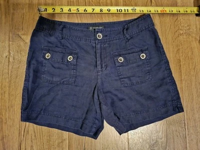 Lindos pantalones cortos de lino azul marino talla 4 INC Foto 1 de 4