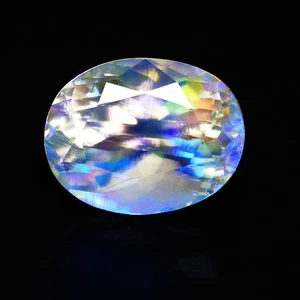 2.08 Ct Oval Phenomenal Top Grade (9 x 7 mm) Natural Faceted Rainbow Moonstone - Picture 1 of 7