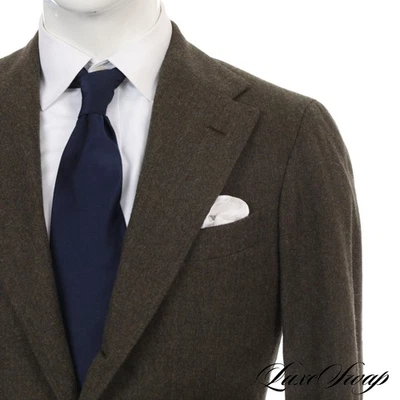 LNWOT Anglo Italian Made In Italy Olive Herringbone Flannel Twill MTM Jacket NR - Image 1 of 4