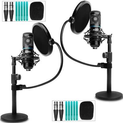 PodPak2T 2-Pack Universal XLR Condenser Microphone Podcasting Equipment Bundl... - Image 1 of 4