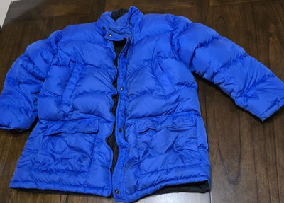 Lands' End Goose Down Reversible Puffer Jacket Black Blue Men's L (14-16) - Image 1 of 4