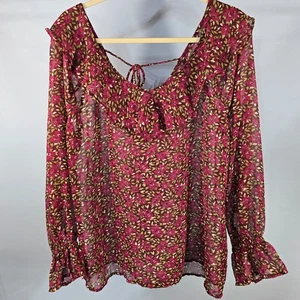 Neu mit Etikett dip lila, olivgrün & weiß Pullover durchsichtig V-Ausschnitt Bluse Größe L (P-10) - Bild 1 von 7