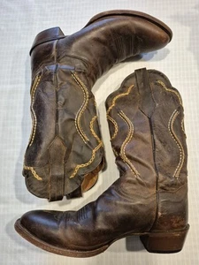 Dan Post Boots Men's 10.5 EW. Brown Leather Albany Stitched Western Cowboy. - Picture 1 of 11