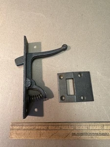 Vintage Cast Iron Spring Loaded Latch Lock Set for Barn Window Door - Picture 1 of 8